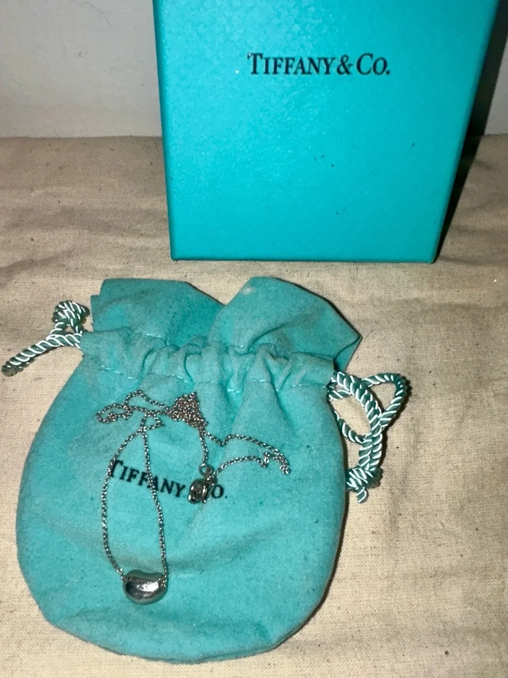 Tiffany & Co. Sterling Silver Bean Pendant Necklace - Silver